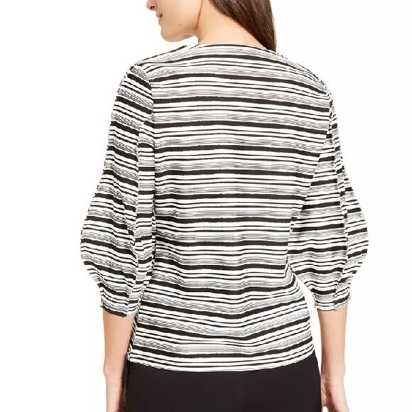 Alfani Striped Balloon-Sleeve Top - Picture 2 of 7